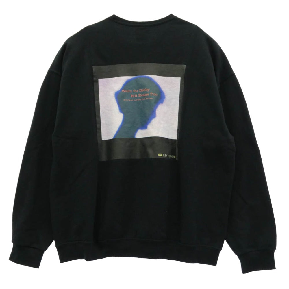 WACKO MARIA ワコマリア Bill Evans waltz for debby CREW NECK SWEAT SHIRT ビル・エヴァンス エンブロイダリー クルーネック スウェット トレーナー ブラック系 XXL【中古】