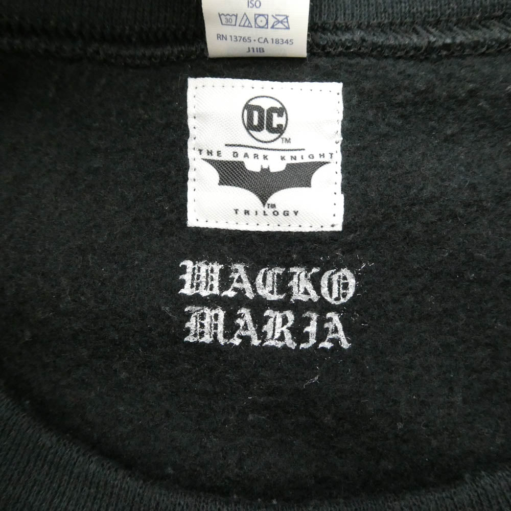WACKO MARIA ワコマリア THE DARK KNIGHT TRILOGY SWEAT SHIRT(TYPE-8) ダークナイト プリント クルーネック スウェット トレーナー ブラック系 XXL【中古】