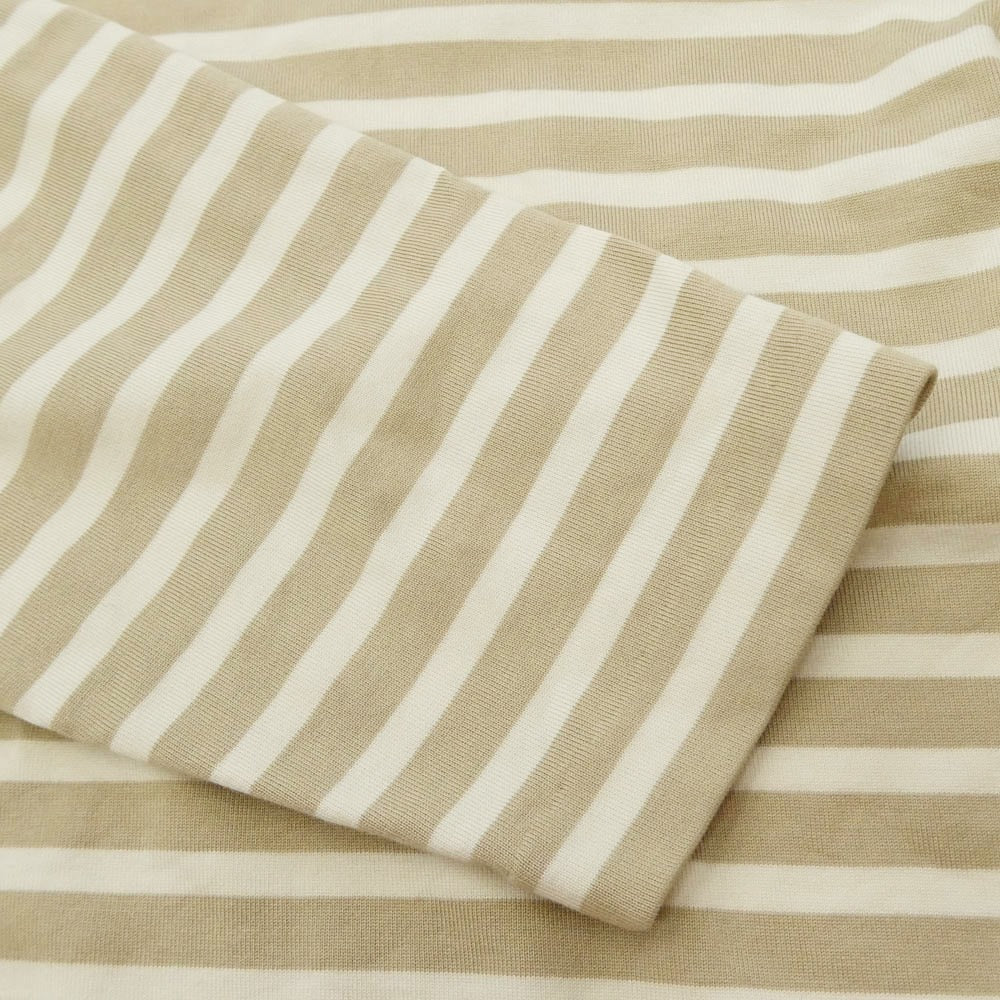 MAISON KITSUNE メゾンキツネ PM00122KJ0044 Fox Head Striped Long Sleeve T-Shirt ワンポイント 刺繍 ボーダー カットソー ベージュ系 M【中古】