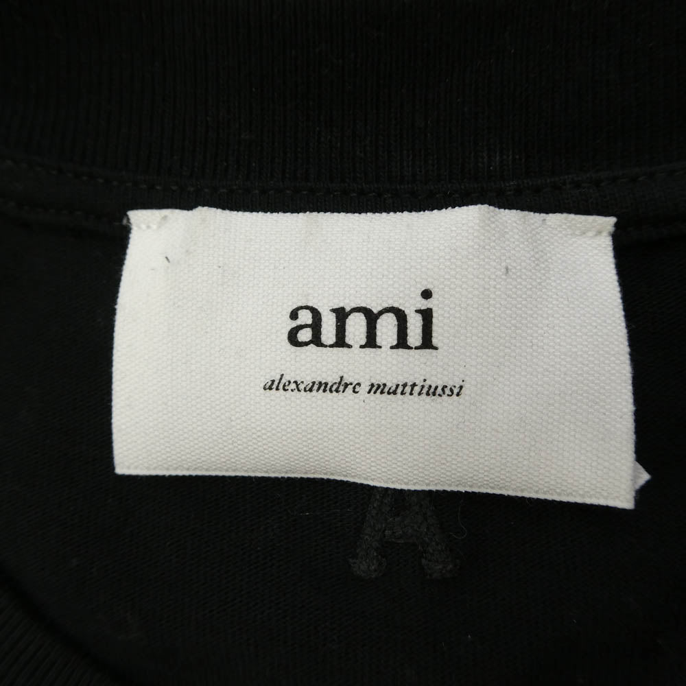 AMI PARIS アミパリス UTS224.726 胸ロゴ ワンポイント ロングスリーブ カットソー 刺繍 ブラック系 L【中古】