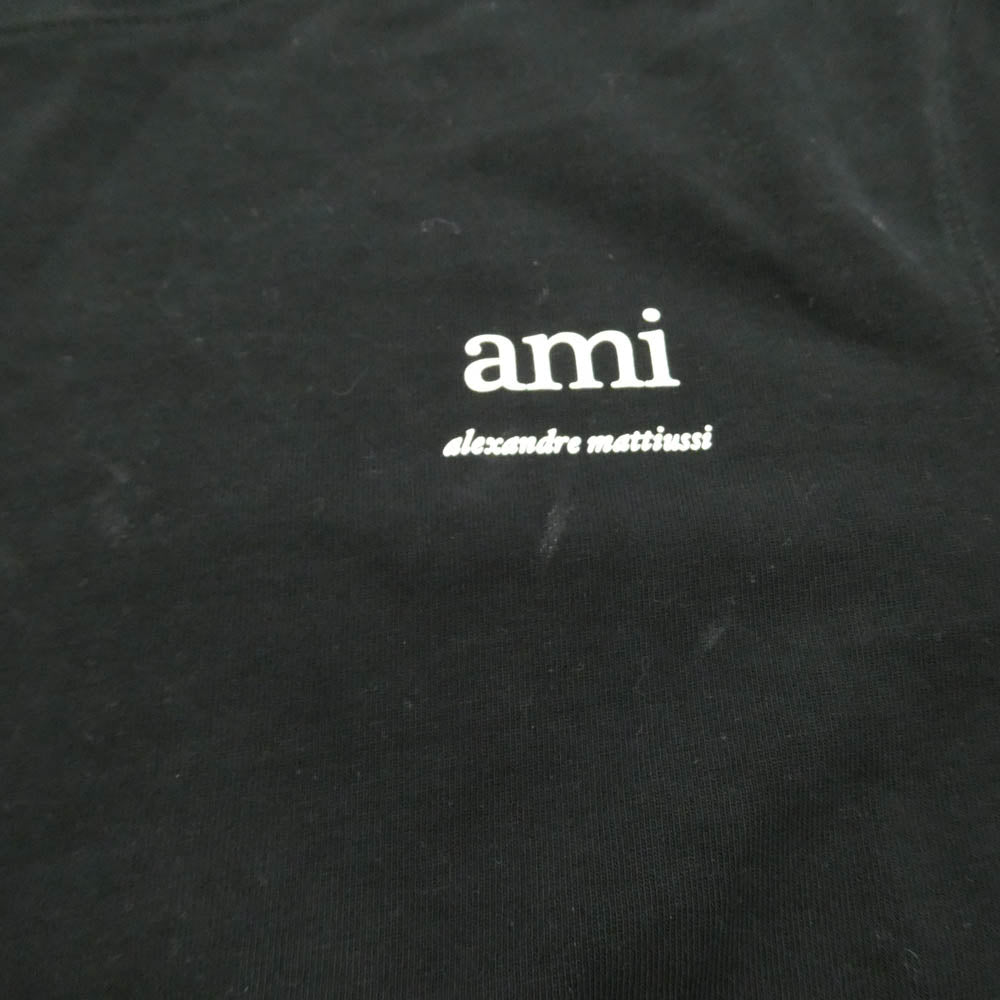 AMI PARIS アミパリス UTS224.726 胸ロゴ ワンポイント ロングスリーブ カットソー 刺繍 ブラック系 L【中古】