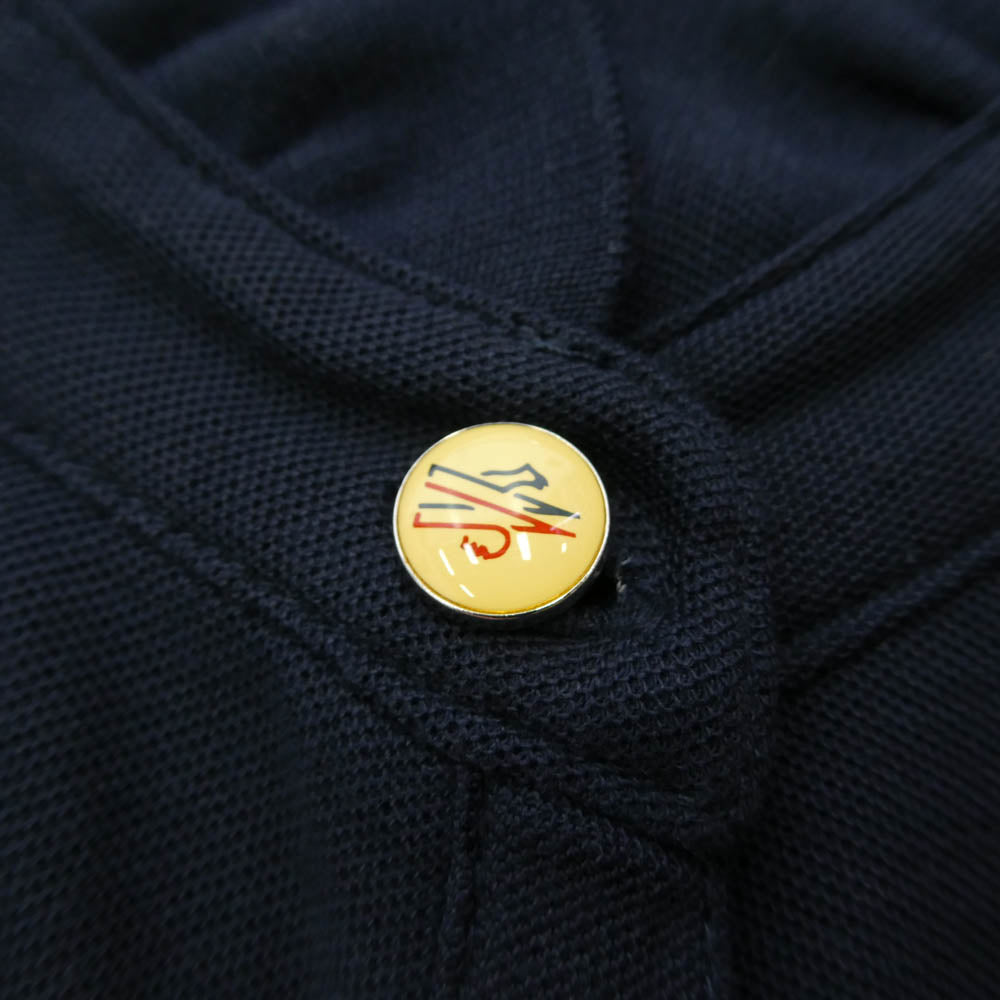 MONCLER モンクレール MAGLIA POLO MANICA CORTA ロゴ 半袖 スタンドカラー スキッパー ポロシャツ ネイビー系 S【中古】