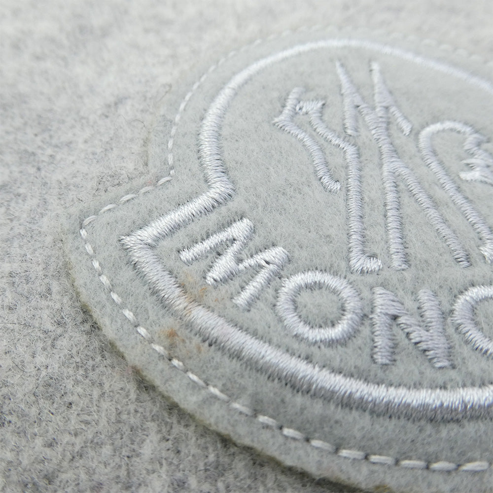 MONCLER モンクレール 19AW E20910086400 0864S イタリア製 SCIARPA ワッペンロゴ ウール フリンジ マフラー ストール グレー系 UNI【中古】