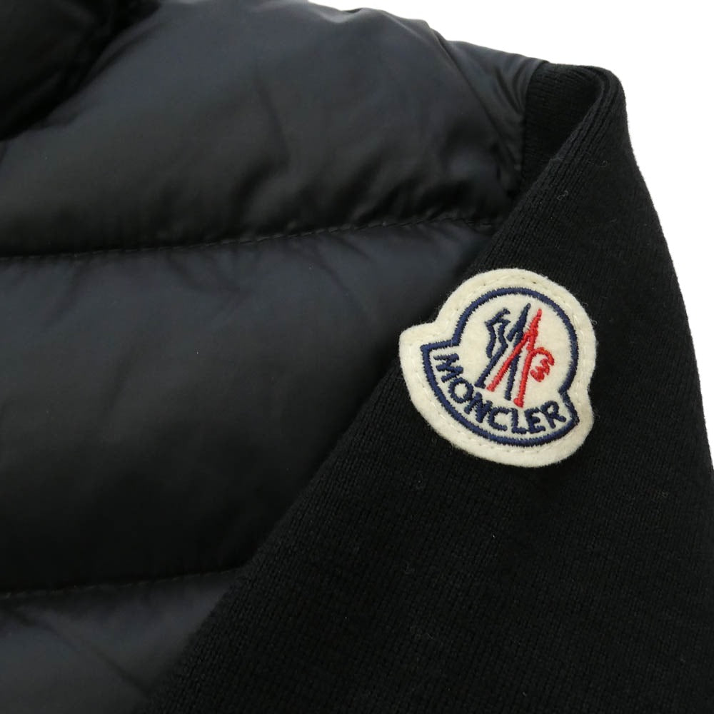 MONCLER モンクレール F20939B51100 A9018 CARDIGAN TRICOT カーディガン ニット切替 ロゴ ダウンジャケット ブラック系 XS【中古】