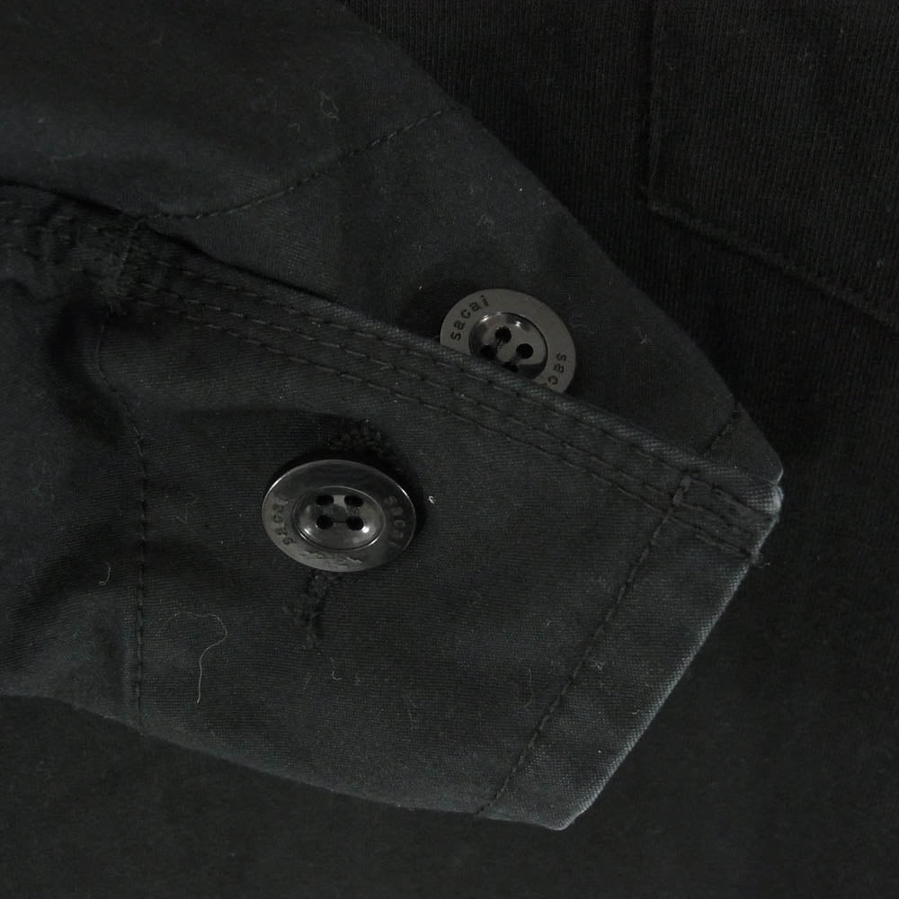 Sacai サカイ 21SS 21-02515M COTTON NYLON OXFORD LONG SLEEVE T-SHIRT ナイロンドッキング サイドスナップボタン ジップポケット 長袖 Tシャツ ブラック系 3【中古】