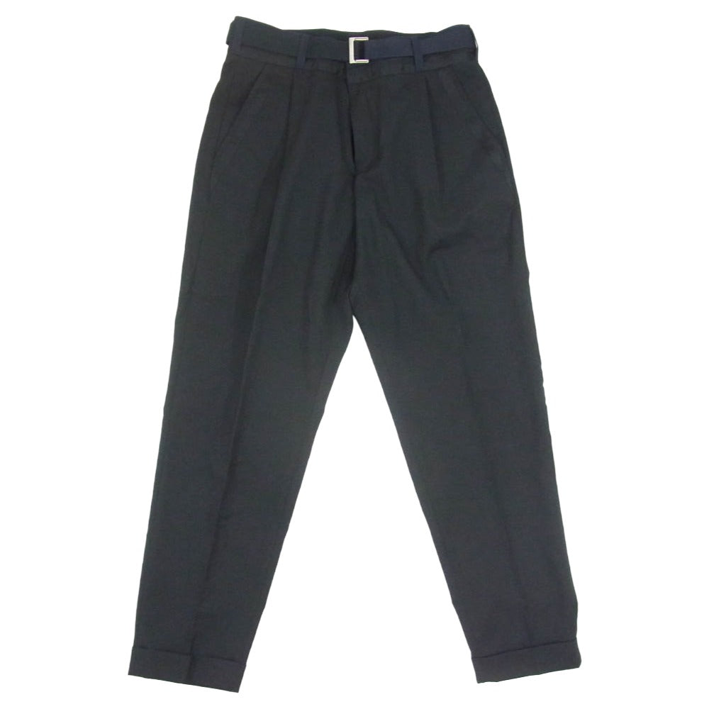 Sacai サカイ 21AW 21-02556M Suiting Pants ベルテッド タック スラックス パンツ ブラック系 3【中古】