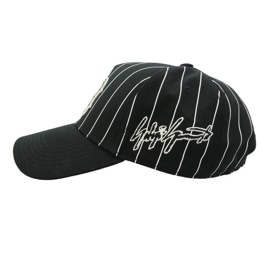Y-3 Yohji Yamamoto ワイスリー ヨウジヤマモト 26SS KR8938 PINSTRIPE CAP ロゴワッペン ピンストライプ 5パネルキャップ ブラック系 ホワイト系 w/58cm【美品】【中古】