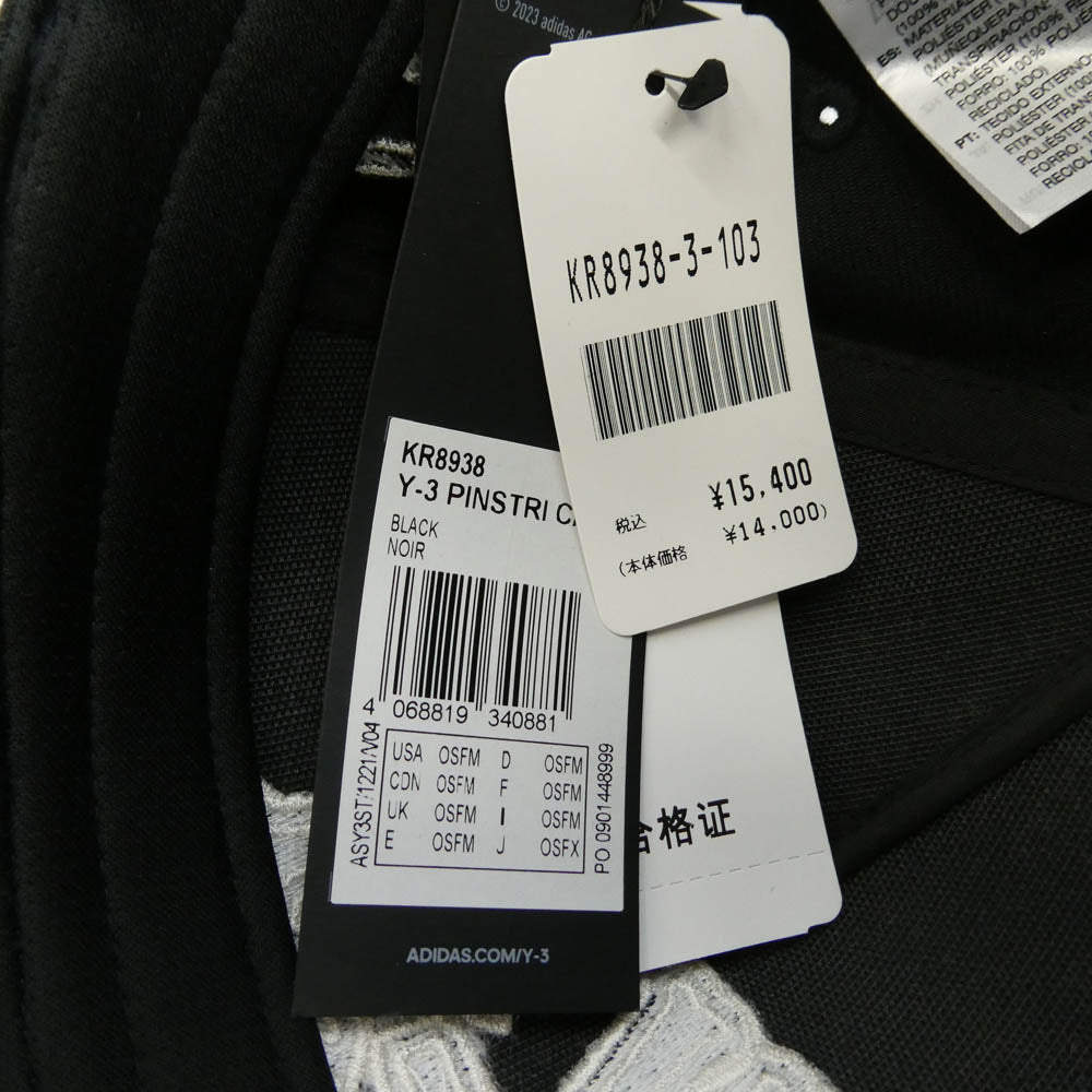 Y-3 Yohji Yamamoto ワイスリー ヨウジヤマモト 26SS KR8938 PINSTRIPE CAP ロゴワッペン ピンストライプ 5パネルキャップ ブラック系 ホワイト系 w/58cm【美品】【中古】