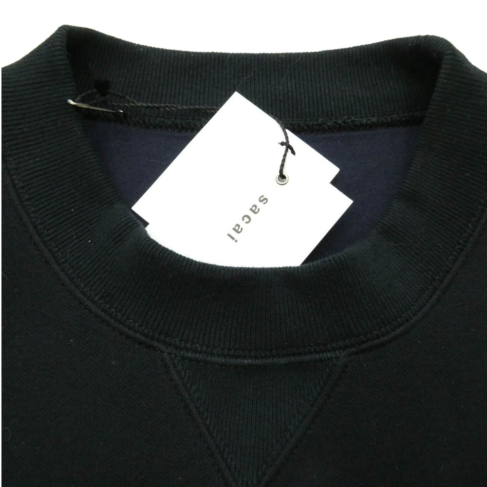 Sacai サカイ SCM-326 Sponge Sweat x Nylon Twill Pullover 再構築 MA-1ドッキング スポンジスウェット クルーネック トレーナー ブラック系 2【中古】