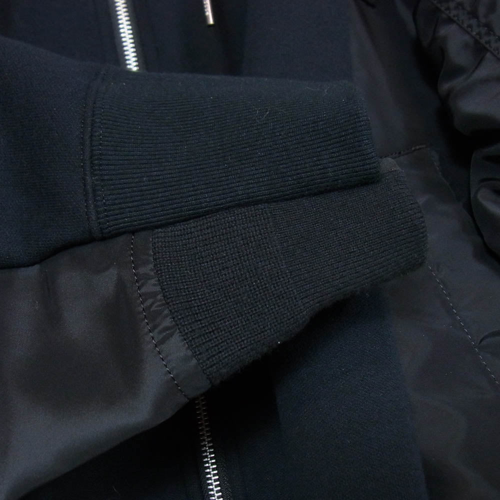 Sacai サカイ SCM-324 Sponge Sweat x Nylon Twill Hoodie 再構築 MA-1ドッキング スポンジスウェット ジップパーカー ブラック系 2【中古】
