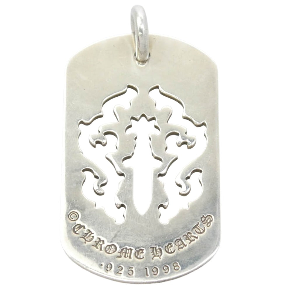 CHROME HEARTS クロムハーツ（原本無） D TAG LRG DAGGER ダガーカットアウトドッグタグ ラージ ペンダント トップ シルバー系【中古】