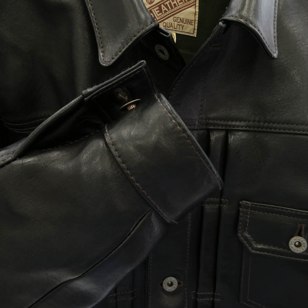 ワイツーレザー EB-140 ECO HORSE TYPE 1 JEAN JACKET エコ ホース タイプ 1st タイプ ホースハイド レザー ジャケット ダークブラウン系 42【中古】