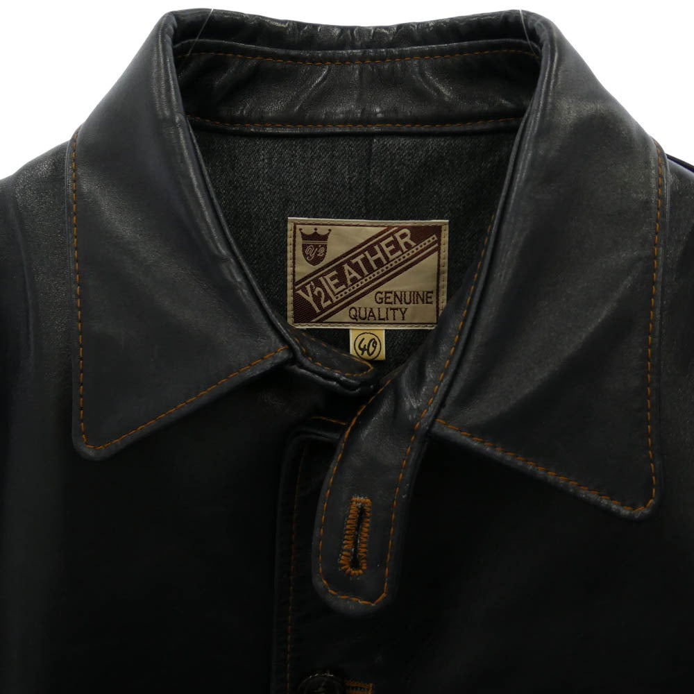 ワイツーレザー IC-77 INDIGO HORSE CAR COAT インディゴ ホース カーコート ホースハイド レザー ジャケット インディゴブルー系 40【中古】