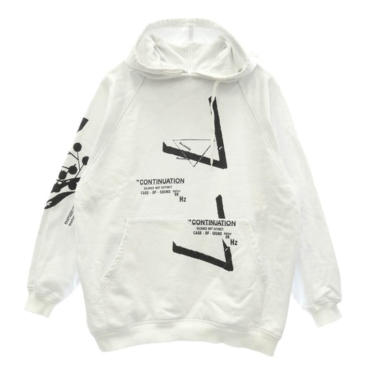 PRADA プラダ 21SS 134629 S211 1YUA RAF SIMONS ラフシモンズ期 メタルプレートロゴ グラフィックプリント オーバーサイズ プルオーバーパーカー ホワイト系 S【中古】