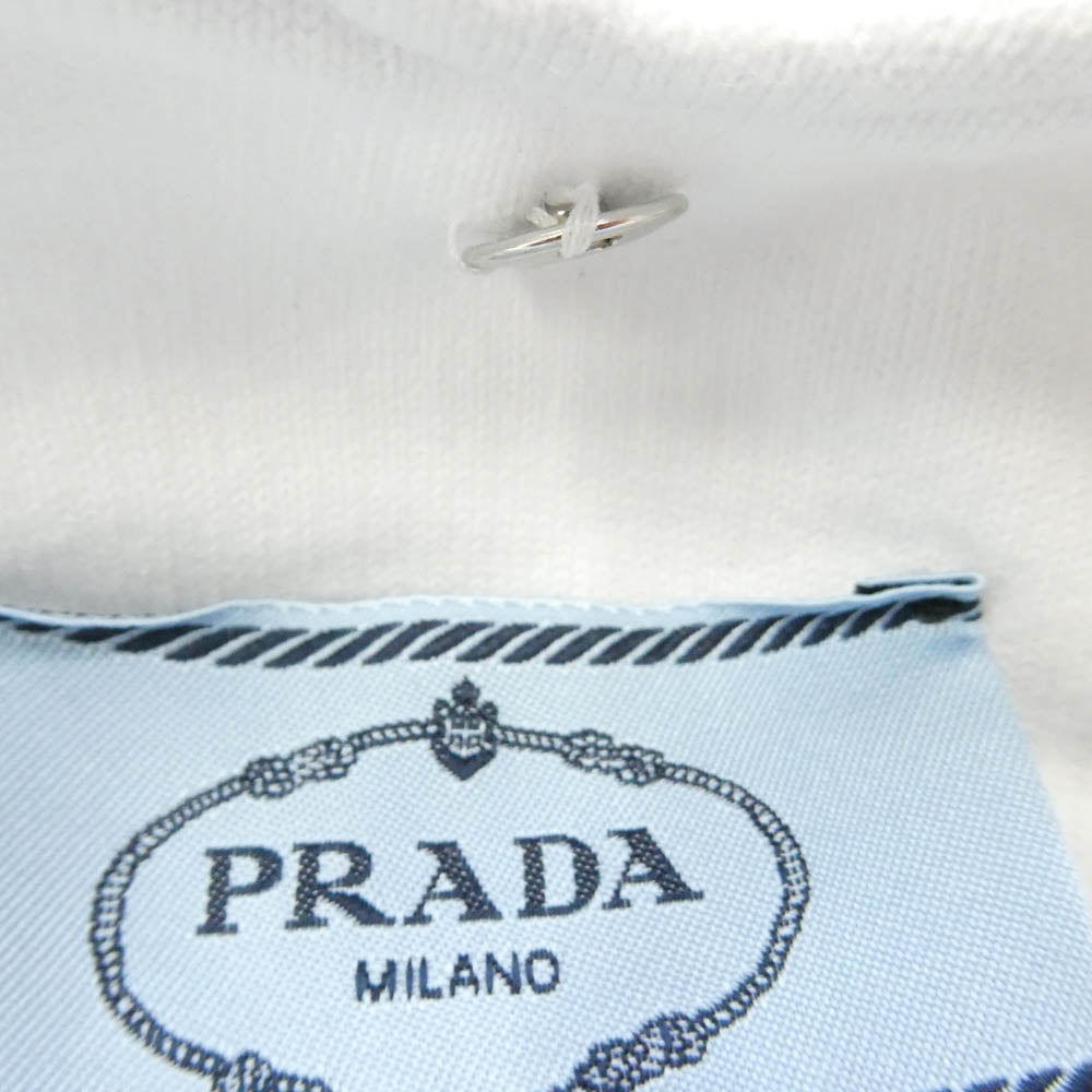 PRADA プラダ 21SS 134629 S211 1YUA RAF SIMONS ラフシモンズ期 メタルプレートロゴ グラフィックプリント オーバーサイズ プルオーバーパーカー ホワイト系 S【中古】