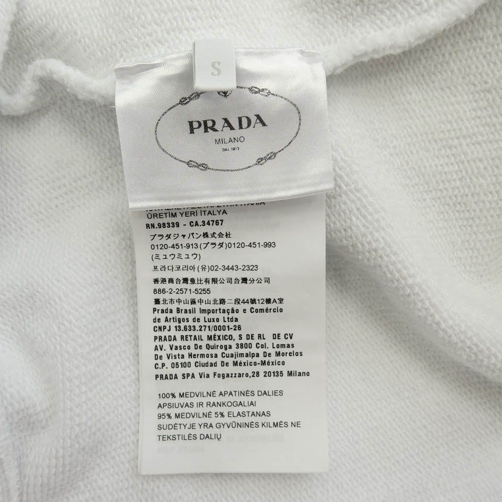 PRADA プラダ 21SS 134629 S211 1YUA RAF SIMONS ラフシモンズ期 メタルプレートロゴ グラフィックプリント オーバーサイズ プルオーバーパーカー ホワイト系 S【中古】