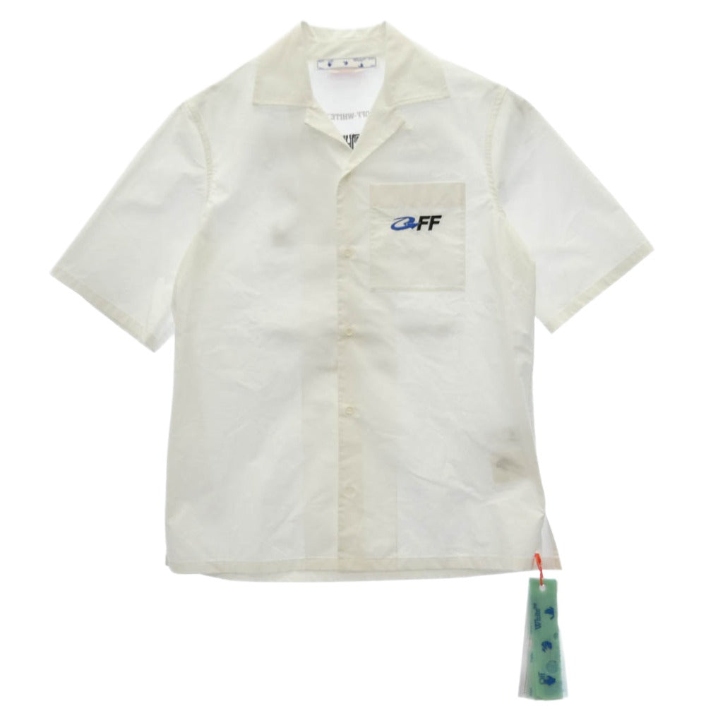 OFF-WHITE オフホワイト OMGG004S23FAB001 バック刺繍ロゴプリント オープンカラー 半袖 シャツ ホワイト系 S【中古】