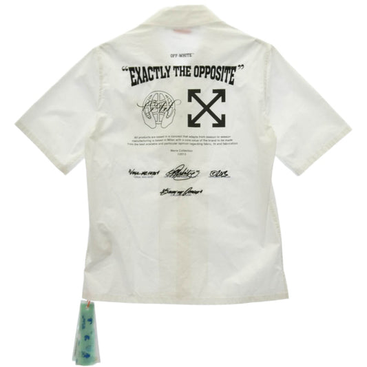OFF-WHITE オフホワイト OMGG004S23FAB001 バック刺繍ロゴプリント オープンカラー 半袖 シャツ ホワイト系 S【中古】
