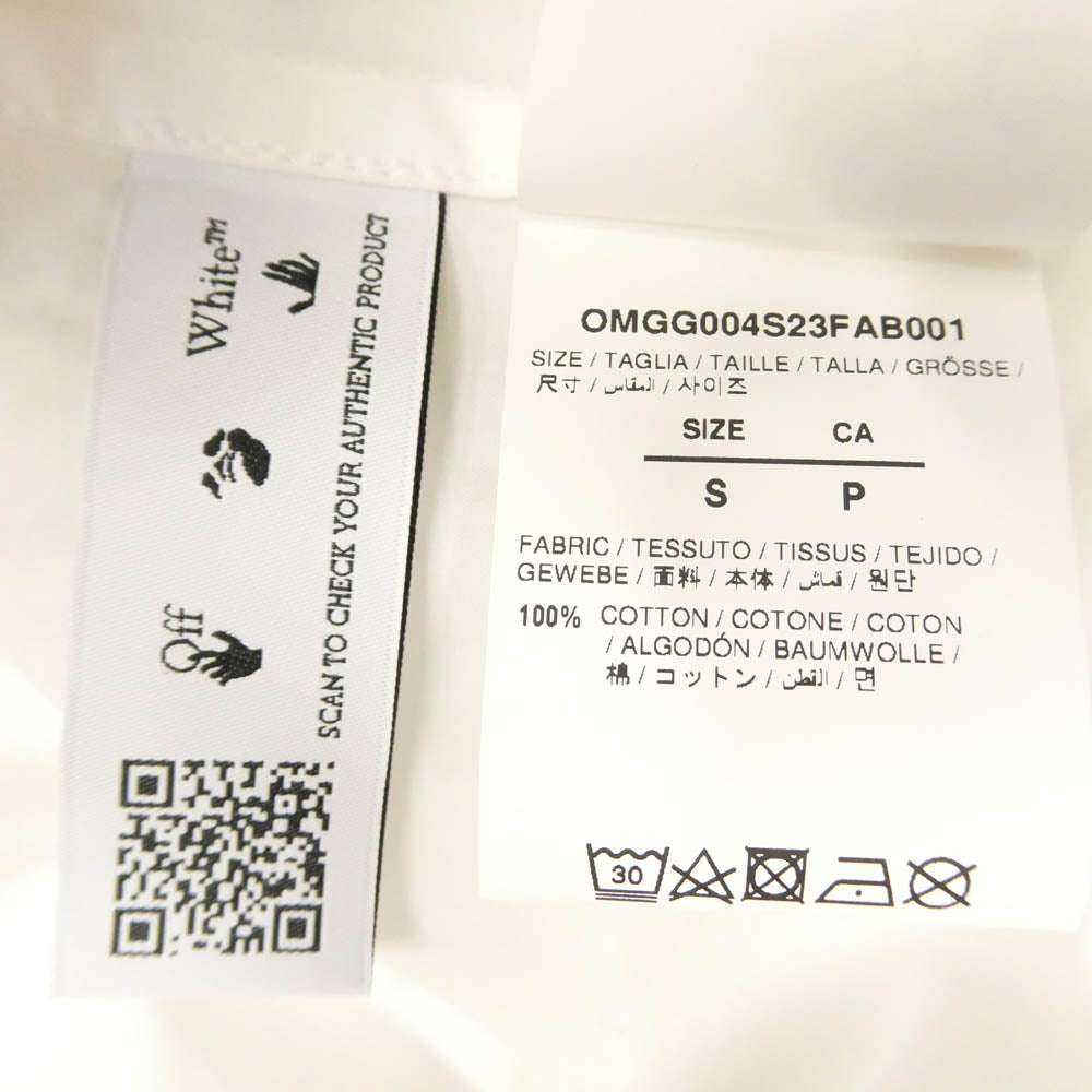 OFF-WHITE オフホワイト OMGG004S23FAB001 バック刺繍ロゴプリント オープンカラー 半袖 シャツ ホワイト系 S【中古】