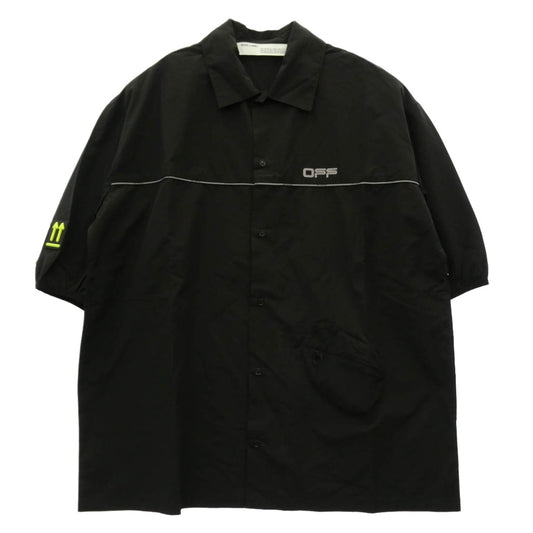 OFF-WHITE オフホワイト OMGA105R20G38029 リフレクトロゴプリント パイピング 半袖 トラックシャツ ブラック系 S【中古】