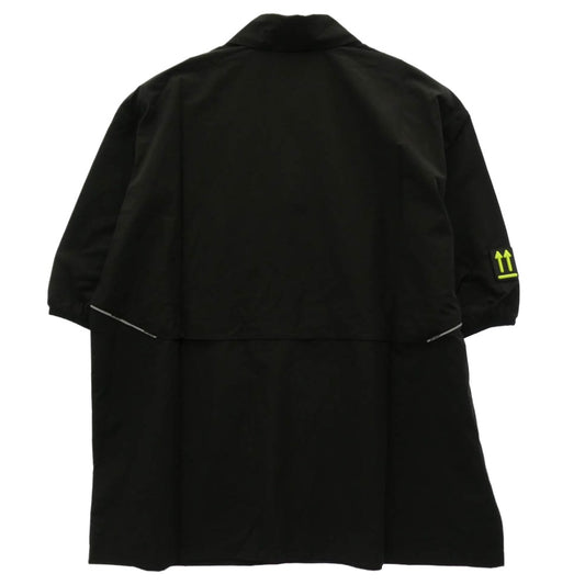OFF-WHITE オフホワイト OMGA105R20G38029 リフレクトロゴプリント パイピング 半袖 トラックシャツ ブラック系 S【中古】