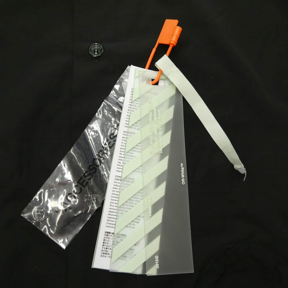 OFF-WHITE オフホワイト OMGA105R20G38029 リフレクトロゴプリント パイピング 半袖 トラックシャツ ブラック系 S【中古】