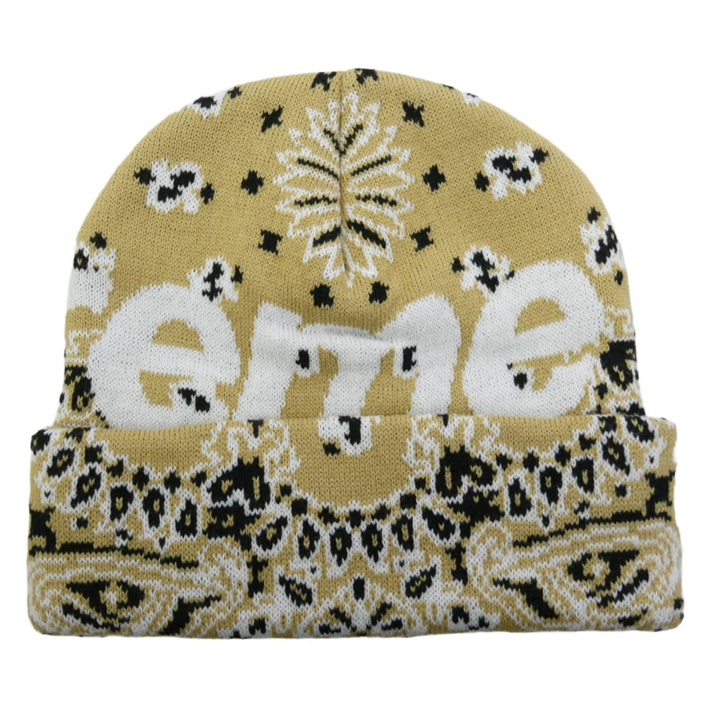 Supreme シュプリーム 24AW Bandana Big Logo Beanie バンダナ ビッグロゴ ビーニー ニット帽 キャップ ベージュ系【中古】