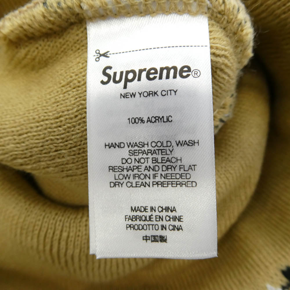 Supreme シュプリーム 24AW Bandana Big Logo Beanie バンダナ ビッグロゴ ビーニー ニット帽 キャップ ベージュ系【中古】
