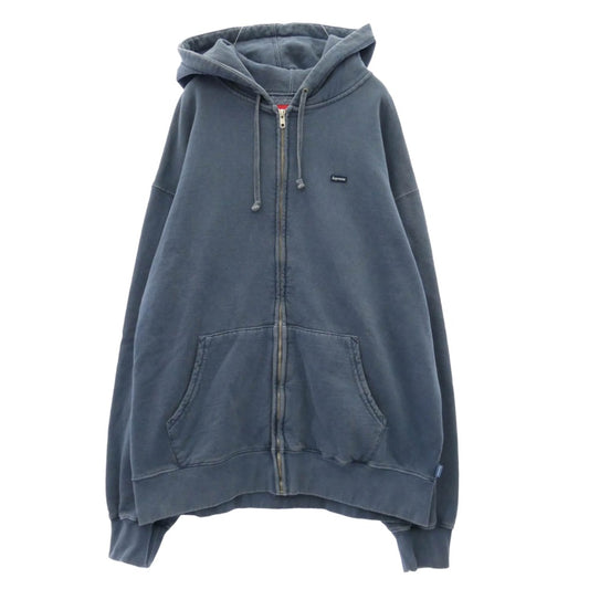 Supreme シュプリーム 24SS Overdyed Small Box Zip Up Hooded Sweatshirt オーバーダイ スモールボックス ジップアップ フーディー スウェットシャツ パーカー ネイビー系 L【中古】