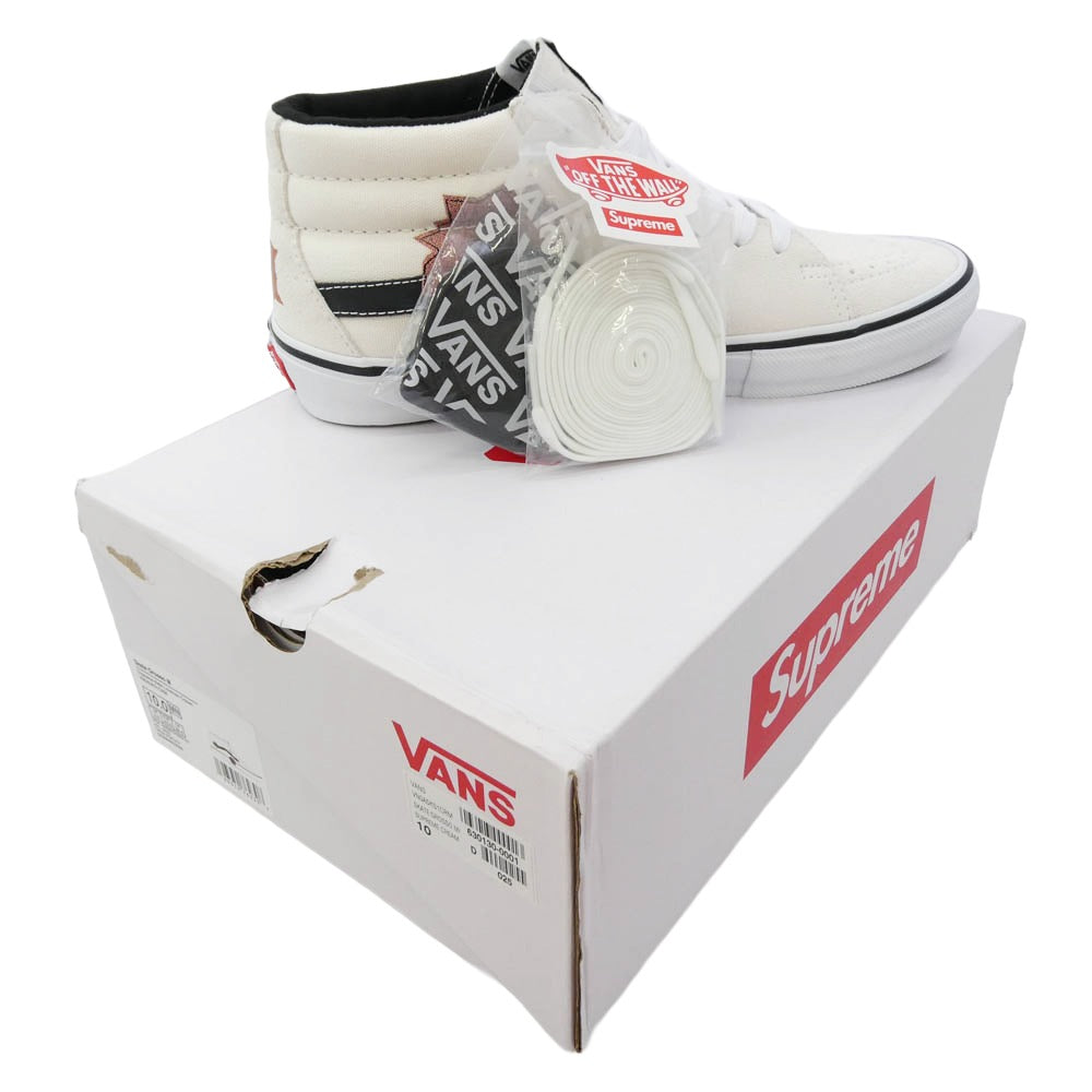 Supreme シュプリーム VANS バンズ VN0A5KS1CRM x Nate Lowman ネイトローマン x Vans バンズ Skate Grosso Mid スケートグロッソ ミッド スニーカー オフホワイト系 28cm【極上美品】【中古】
