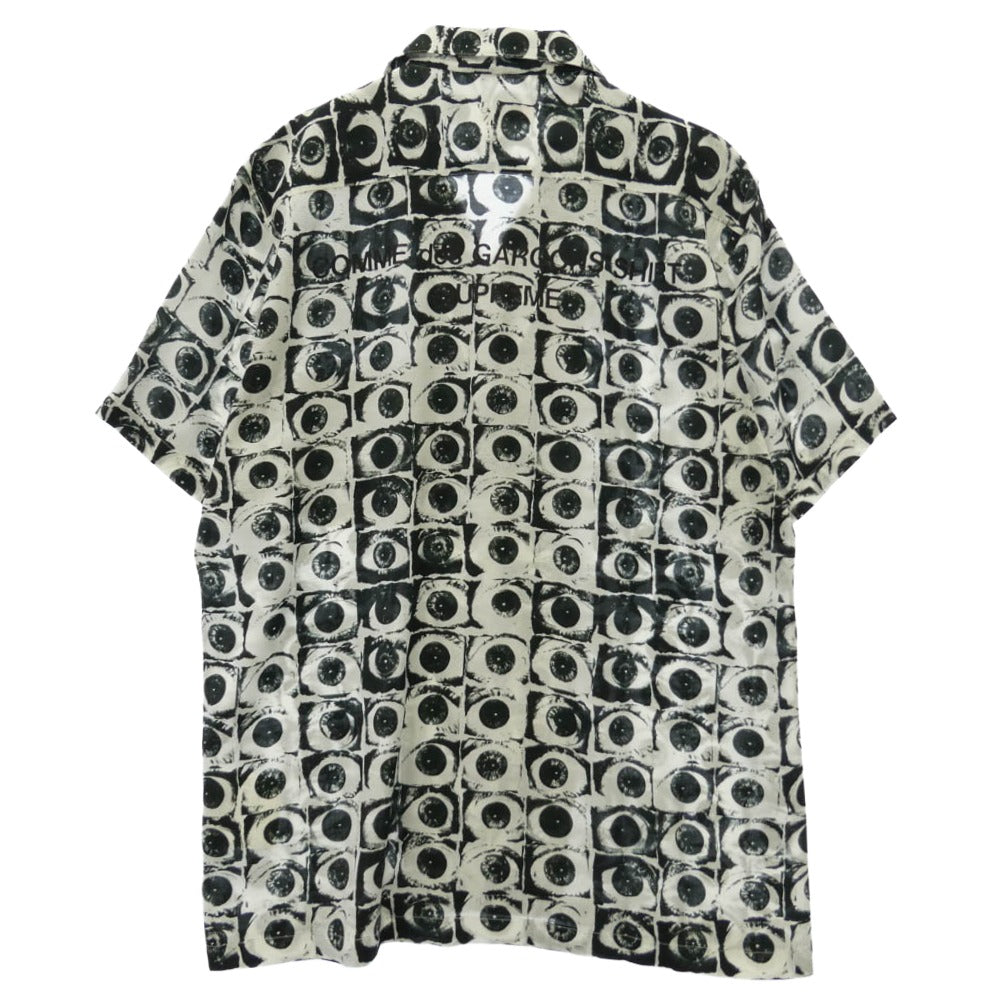 Supreme シュプリーム COMME des GARCONS コムデギャルソン 17SS x COMME des GARCONS SHIRT コムデギャルソンシャツ Eyes Rayon Shirt アイズ レーヨン 半袖 シャツ ホワイト系 ブラック系 M【美品】【中古】