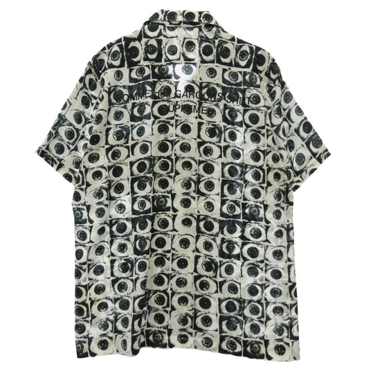 Supreme シュプリーム COMME des GARCONS コムデギャルソン 17SS x COMME des GARCONS SHIRT コムデギャルソンシャツ Eyes Rayon Shirt アイズ レーヨン 半袖 シャツ ホワイト系 ブラック系 M【美品】【中古】