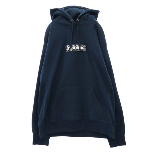 Supreme シュプリーム 19AW Bandana Box Logo Hooded Sweatshirt バンダナ ボックスロゴ フーデッド スウェットシャツ フーディー パーカー ネイビー系 L【美品】【中古】