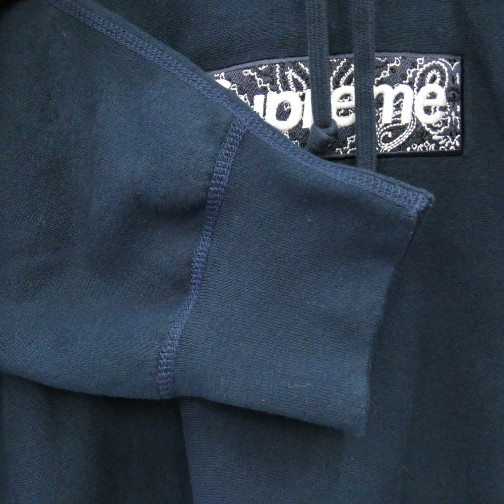 Supreme シュプリーム 19AW Bandana Box Logo Hooded Sweatshirt バンダナ ボックスロゴ フーデッド スウェットシャツ フーディー パーカー ネイビー系 L【美品】【中古】