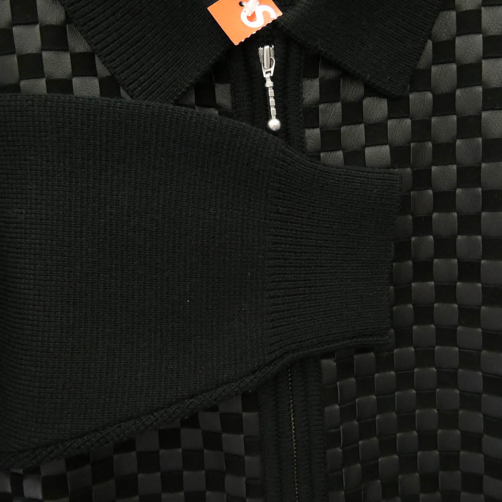 Supreme シュプリーム 24AW Woven Leather Zip Up Cardigan ウーブン レザー ジップアップ カーディガン ブラック系 S【美品】【中古】