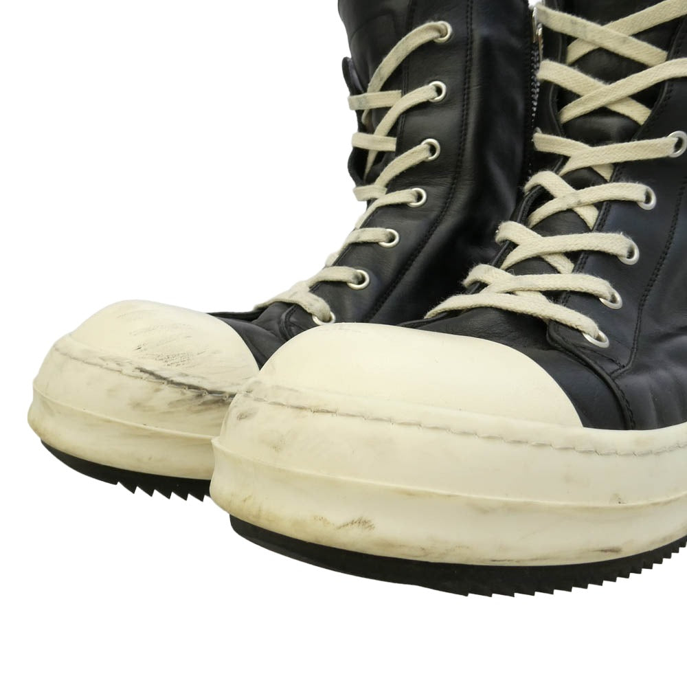 Rick Owens リックオウエンス RAMONES ラモーンズ サイドジップ レザーハイカットスニーカー ブラック系 41【中古】