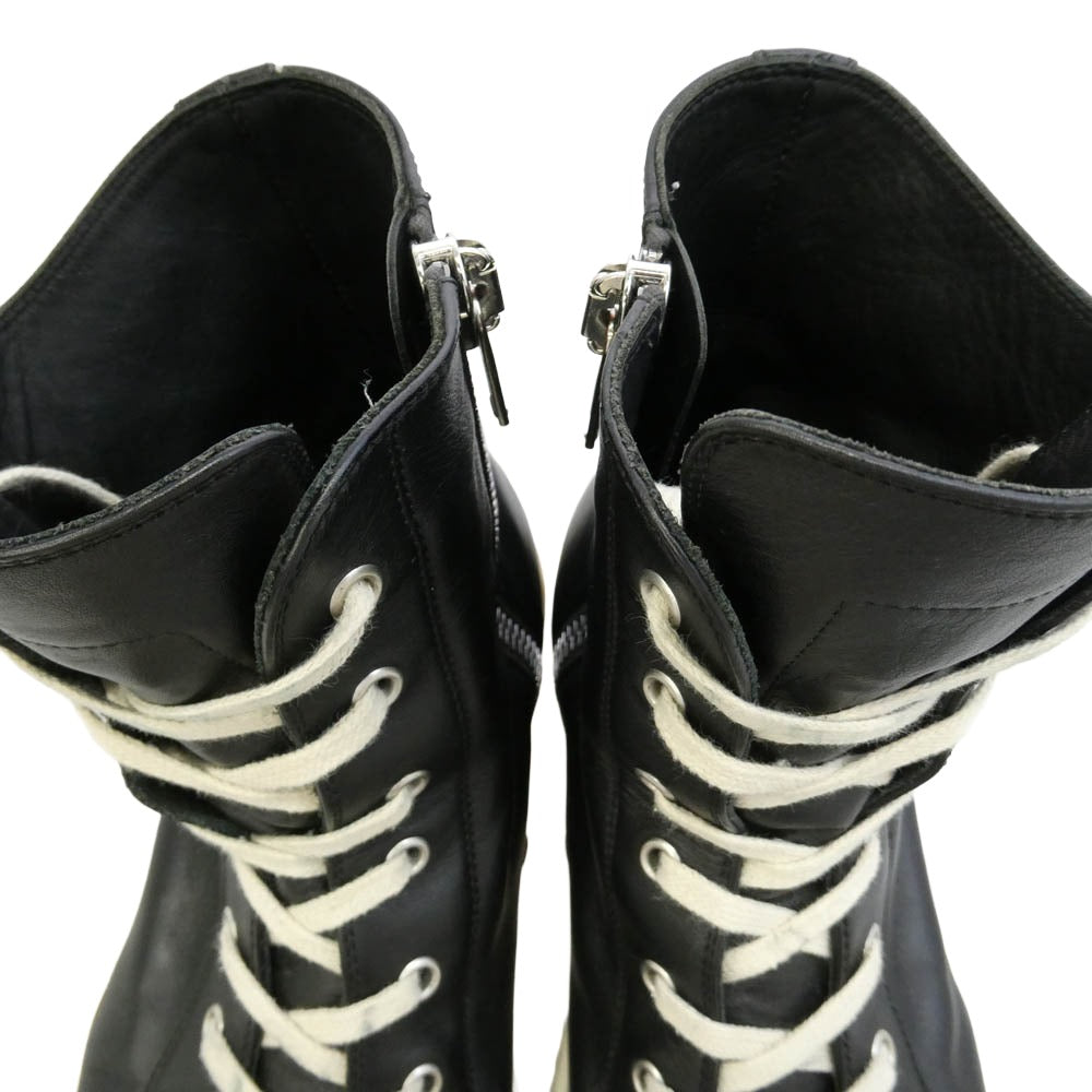 Rick Owens リックオウエンス RAMONES ラモーンズ サイドジップ レザーハイカットスニーカー ブラック系 41【中古】