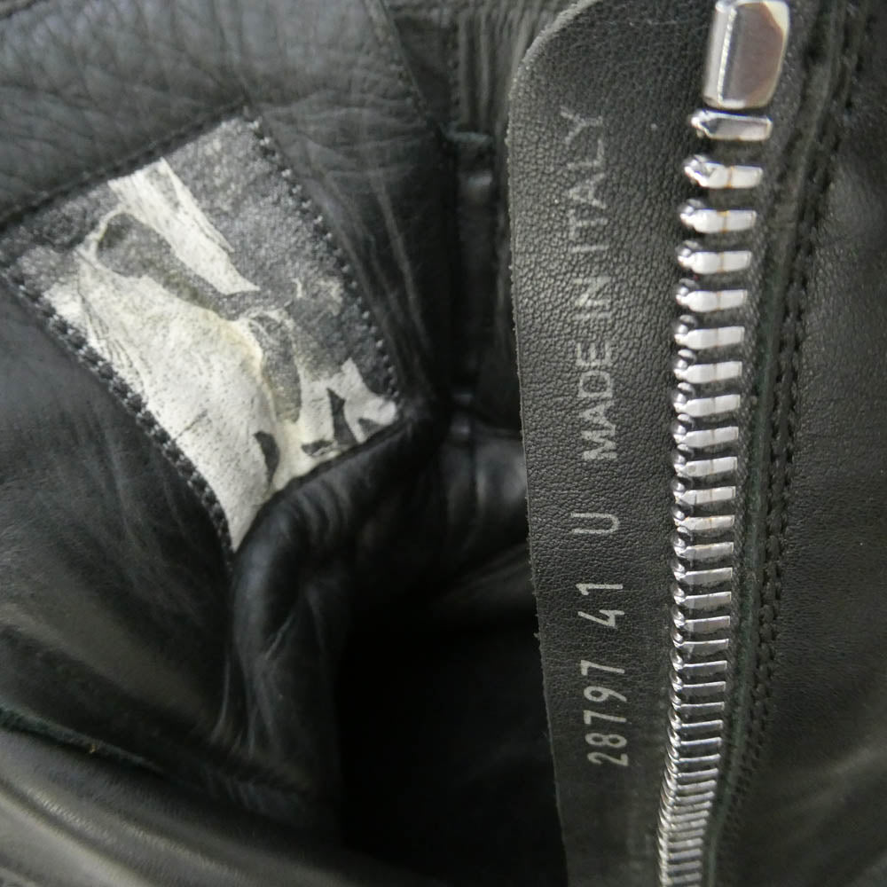 Rick Owens リックオウエンス RAMONES ラモーンズ サイドジップ レザーハイカットスニーカー ブラック系 41【中古】