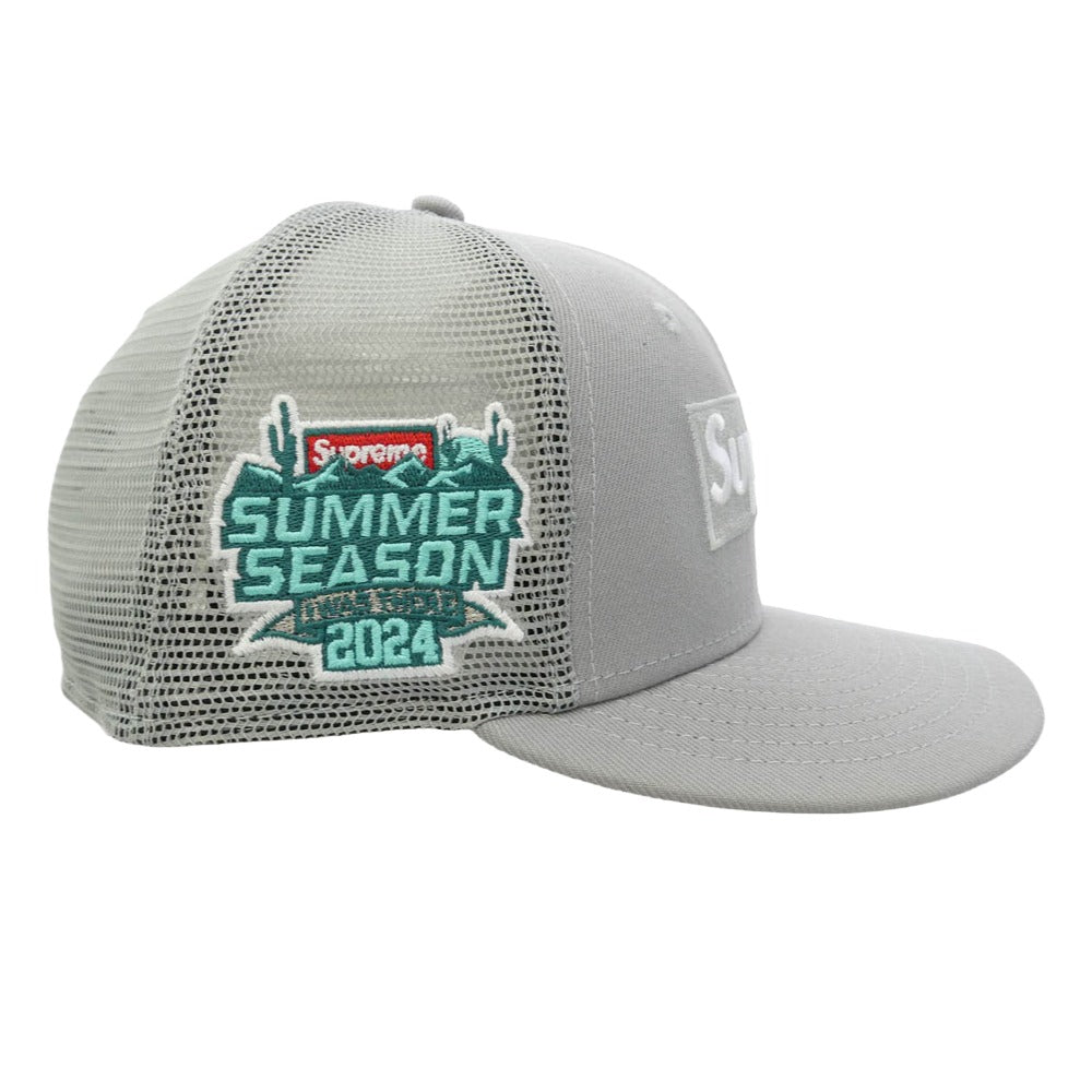Supreme シュプリーム NEW ERA ニューエラ 24SS x New Era ニューエラ Box Logo Mesh Back ボックスロゴ メッシュ スナップバック キャップ 帽子 グレー系 57.7cm【美品】【中古】