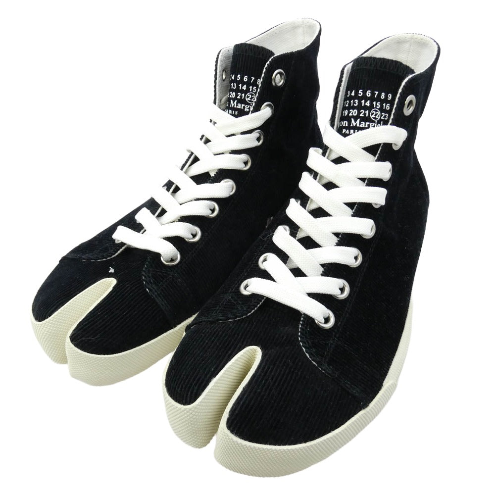MAISON MARGIELA メゾンマルジェラ S58WS0111 Tabi High 足袋 タビ コーデュロイ ハイカット スニーカー ブラック系 39【中古】