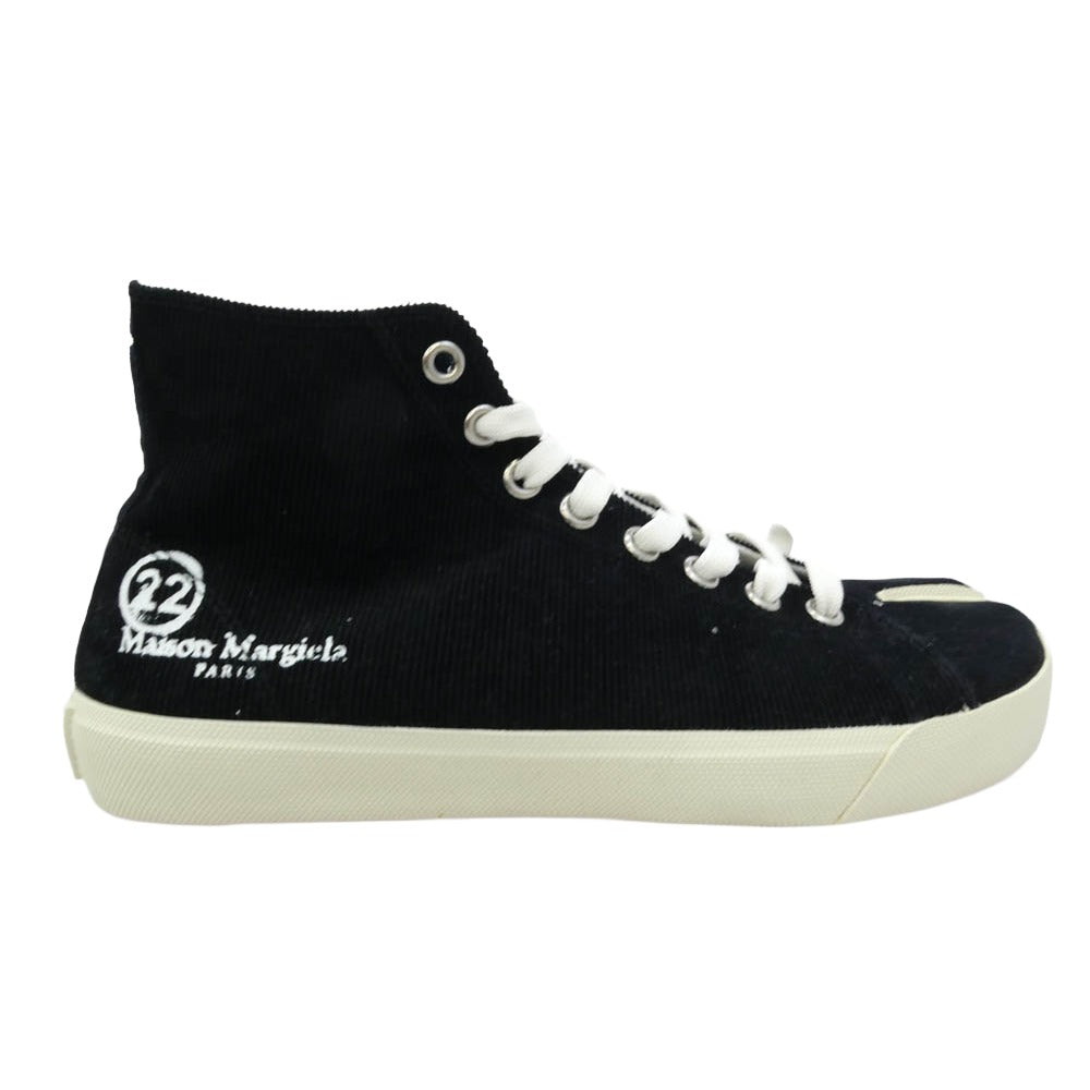 MAISON MARGIELA メゾンマルジェラ S58WS0111 Tabi High 足袋 タビ コーデュロイ ハイカット スニーカー ブラック系 39【中古】
