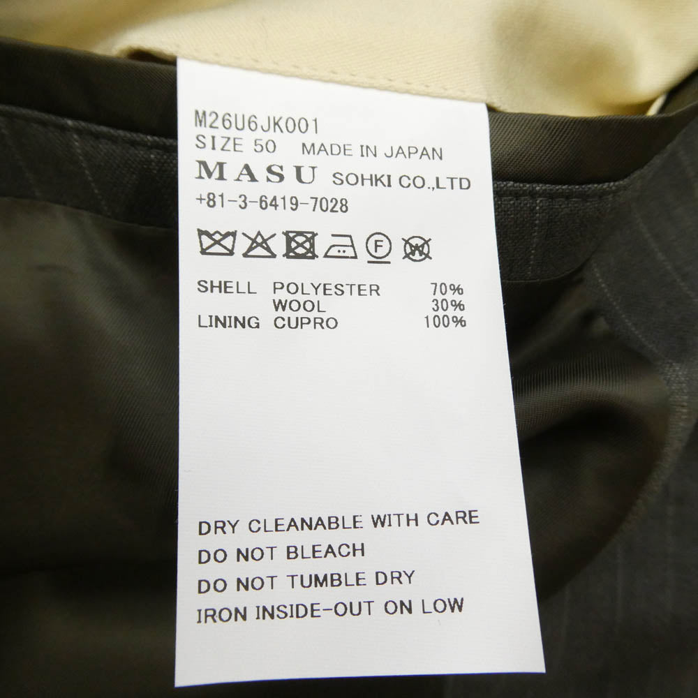 エムエーエスユー 26SS M26U6JK001 RED BAR TACK TAILORED JACKET テーラードジャケット グレー系 50【新古品】【未使用】【中古】