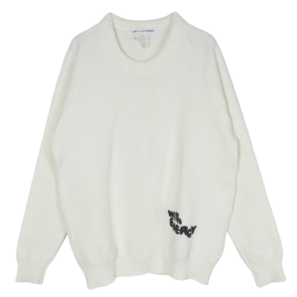 COMME des GARCONS コムデギャルソン S27525 SHIRT シャツ Charles Kirk クルーネック アクリル ニット セーター オフホワイト系 L【中古】