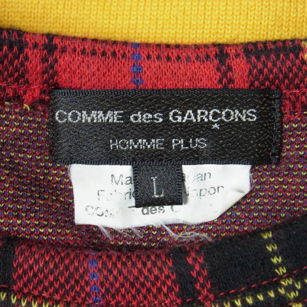 BLACK COMME des GARCONS ブラックコムデギャルソン 20AW PF-T003 アシンメトリー パッチワーク タータンチェック 半袖 Tシャツ カットソー レッド系 L【中古】