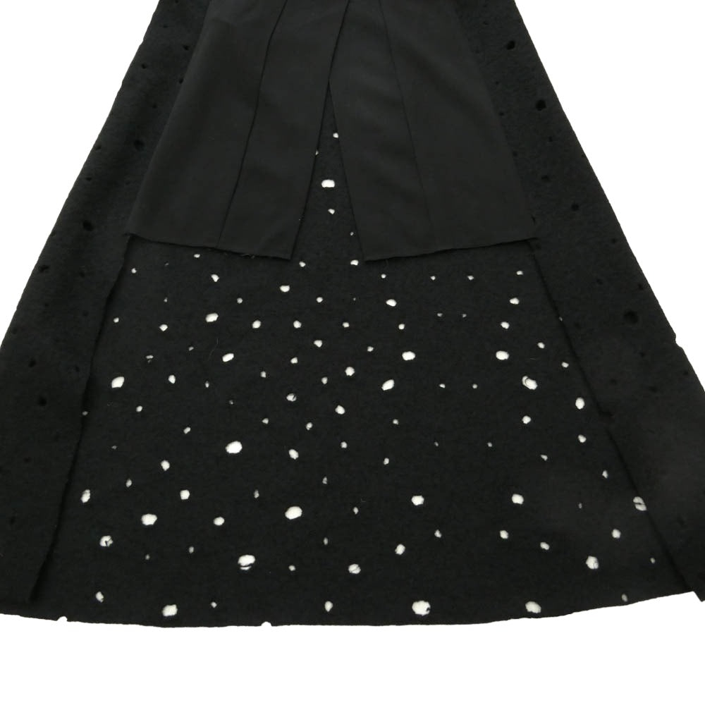 COMME des GARCONS HOMME PLUS コムデギャルソンオムプリュス 19AW PD-J053 ウール 穴開きロングニット ジャケット ドッキング コート ワンピース ブラック系 S【中古】