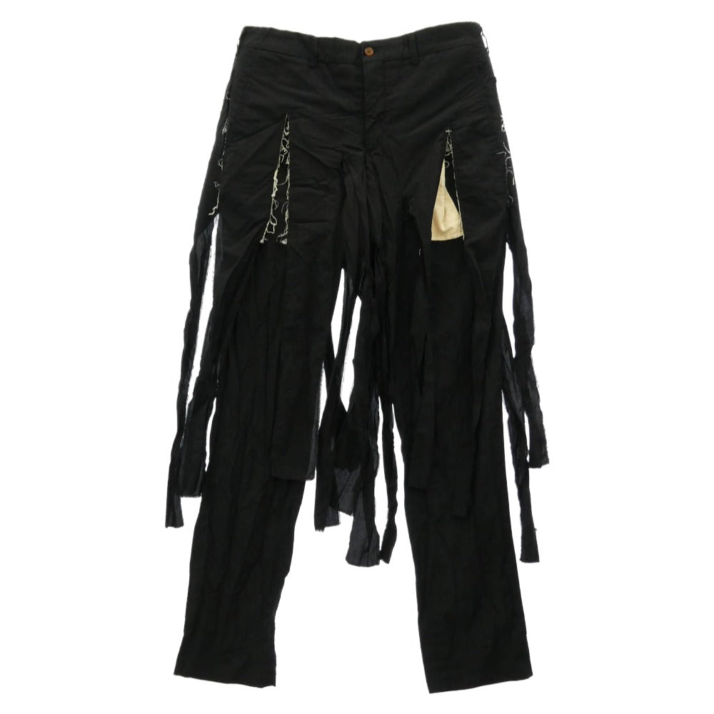 COMME des GARCONS HOMME PLUS コムデギャルソンオムプリュス 19SS PC-P043 短冊 レイヤード 製品染め パンツ ブラック系 S【中古】