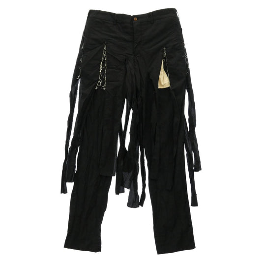 COMME des GARCONS HOMME PLUS コムデギャルソンオムプリュス 19SS PC-P043 短冊 レイヤード 製品染め パンツ ブラック系 S【中古】