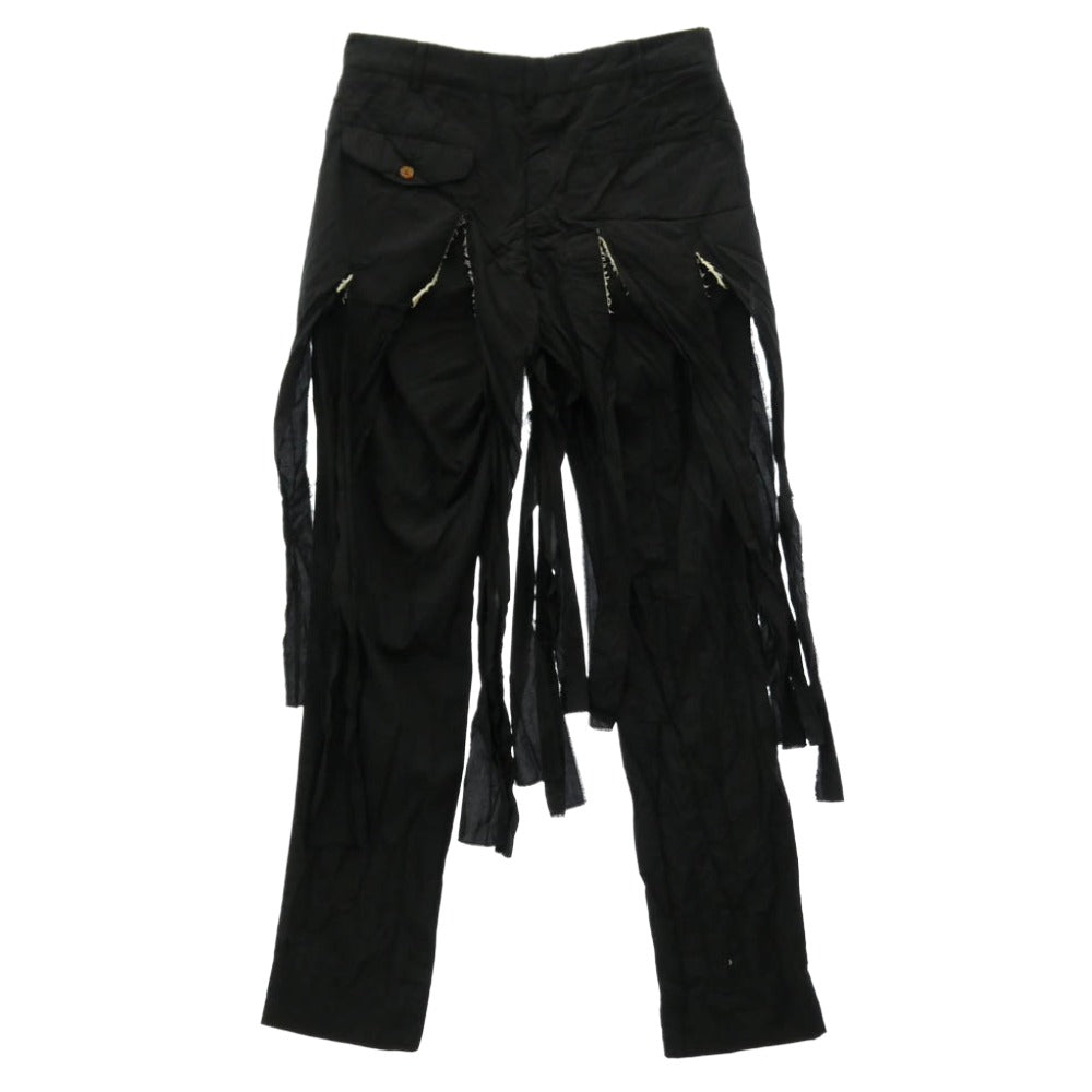 COMME des GARCONS HOMME PLUS コムデギャルソンオムプリュス 19SS PC-P043 短冊 レイヤード 製品染め パンツ ブラック系 S【中古】