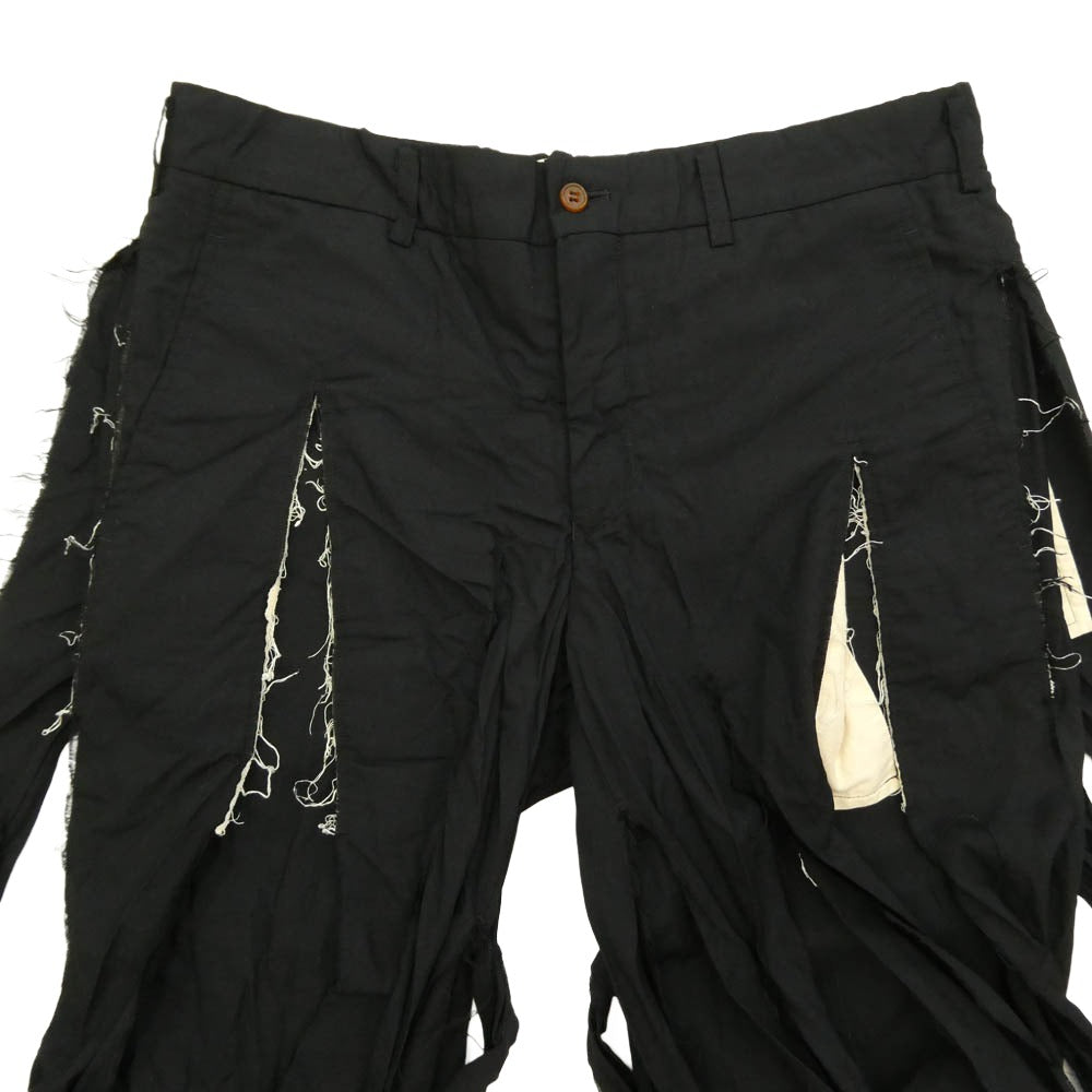 COMME des GARCONS HOMME PLUS コムデギャルソンオムプリュス 19SS PC-P043 短冊 レイヤード 製品染め パンツ ブラック系 S【中古】