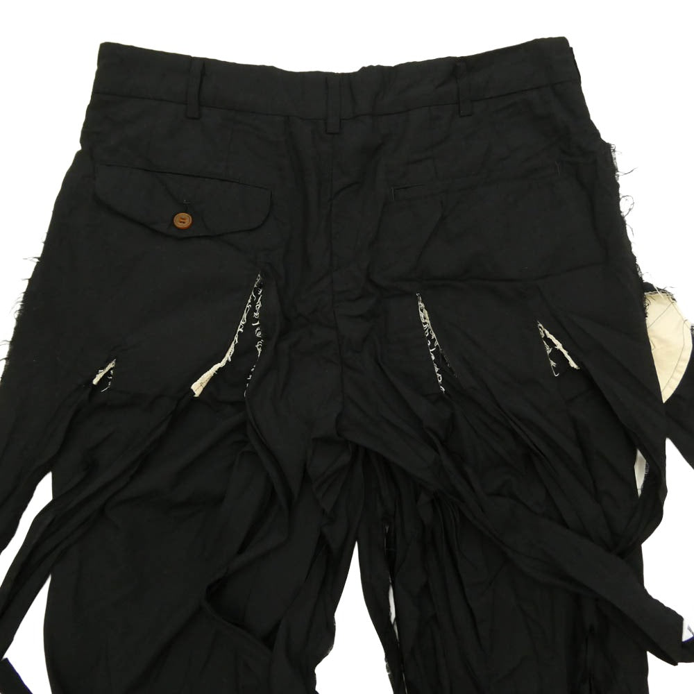 COMME des GARCONS HOMME PLUS コムデギャルソンオムプリュス 19SS PC-P043 短冊 レイヤード 製品染め パンツ ブラック系 S【中古】
